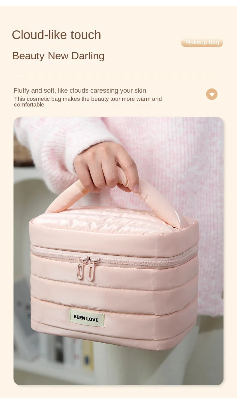 2025 New Design Cosmetic Bag Handheld Makeup Bags Large Capacity Lipstick Skincare Storage Bag Travel Portable Women Ideal Gift