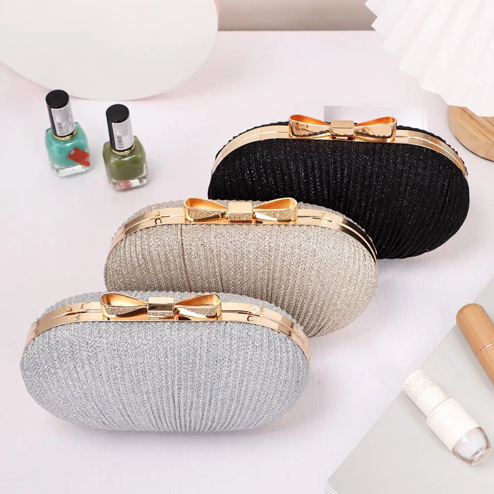 Wedding Bridal Beaded Women Evening Bag Chain Shoulder Handbags Elegant Rhinestones Clutch Egg Shape Evening Bag