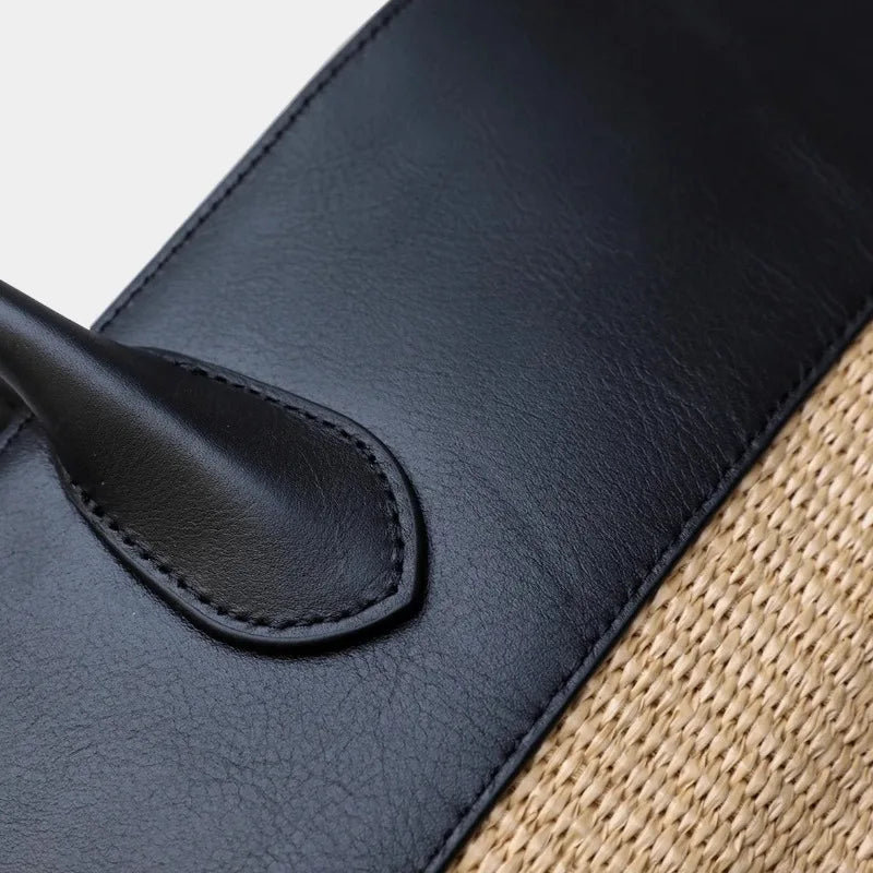 Luxury Tote Bags For Women 2025 High Quality Large Capacity Straw Bag Summer Casual Vacation Clashing Color Patchwork Beach Bag