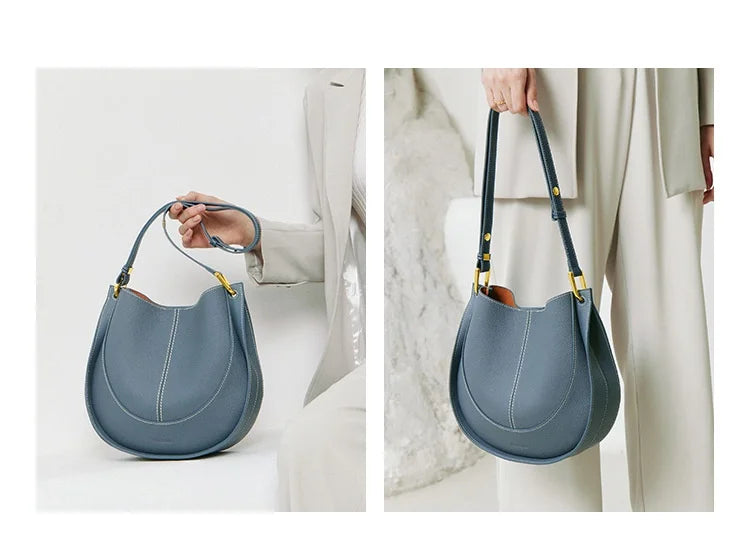 Head Layer Cowhide Crossbody Bags Niche Light Luxury Women's Bags Shoulder Saddle Bags Leather Bags Women's Soft Hundred