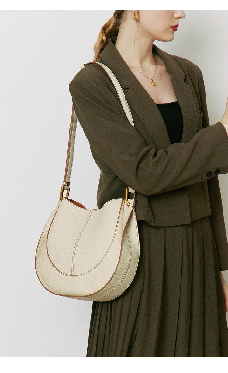 Head Layer Cowhide Crossbody Bags Niche Light Luxury Women's Bags Shoulder Saddle Bags Leather Bags Women's Soft Hundred