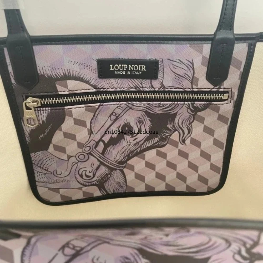 NEW LOUP NOIR Tote Bag for Women Shoulder Women Bags High Quality Famous Brands Bag Casual Totes Large Capacity Horse Noir Bag