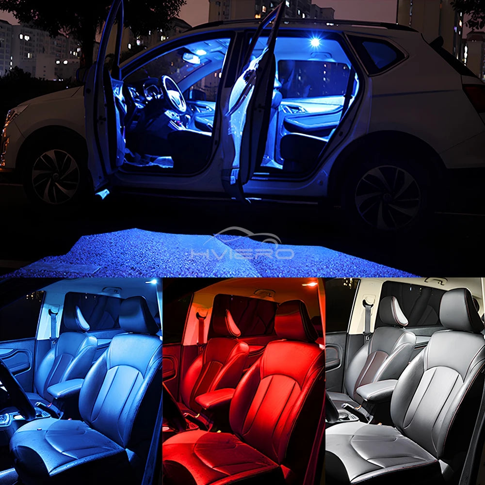 4X Car W5W 194 T10 LED Glass Housing Cob Auto Bulb White Red Blue Yellow Trunk Wedge License Plate Lamp Dome Tail Backup Light