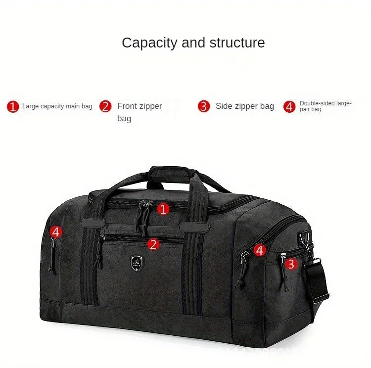 Large Capacity Travel Bag Weekender Overnight Duffle Bags with Compartment Sports Fitness Bags for Camping Outdoor Activities