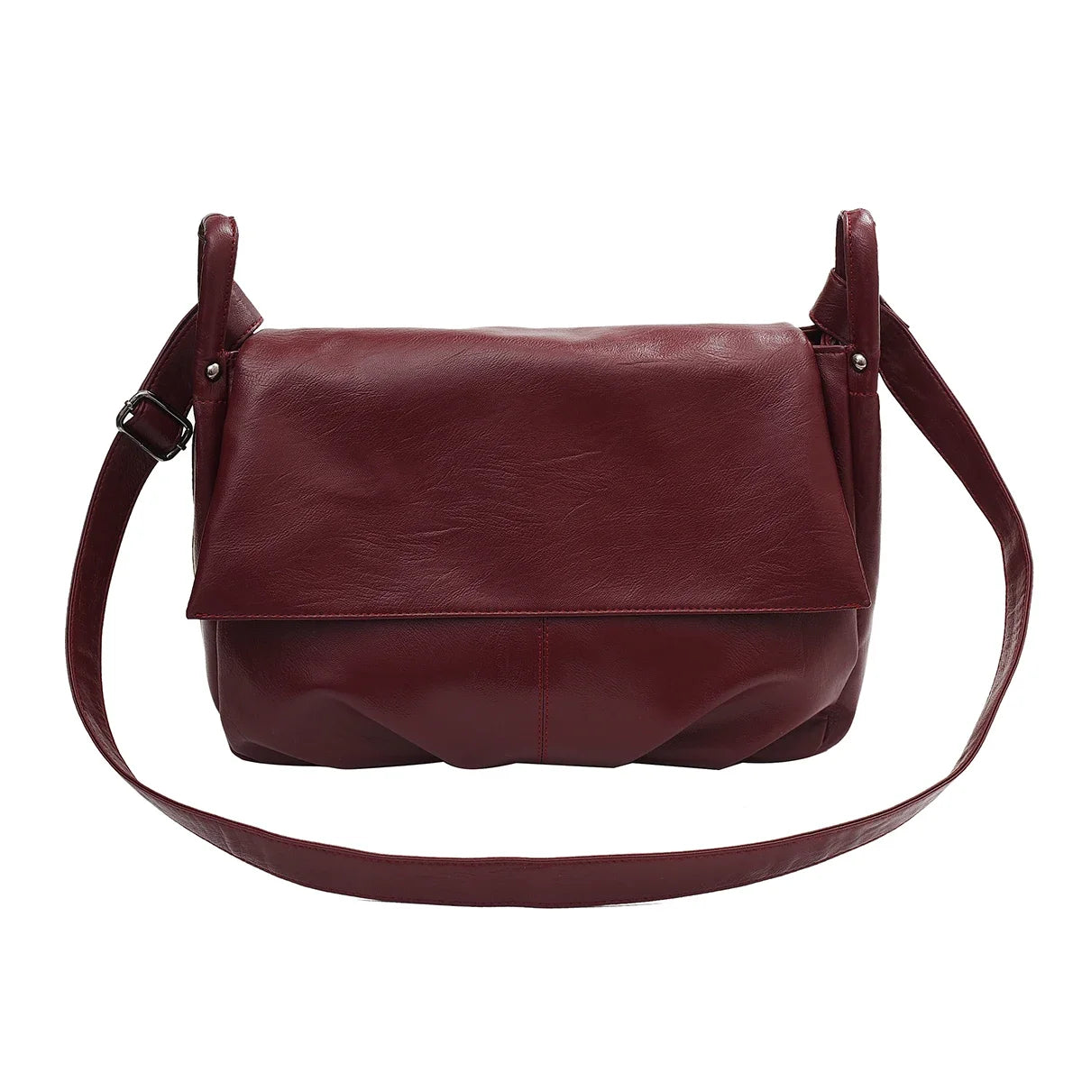 Burgundy Large Leather Bag Women Luxury Brand Designer Solid Color Crossbody Bag Soft Casual Shoulder Bag Women Bolsa Purse