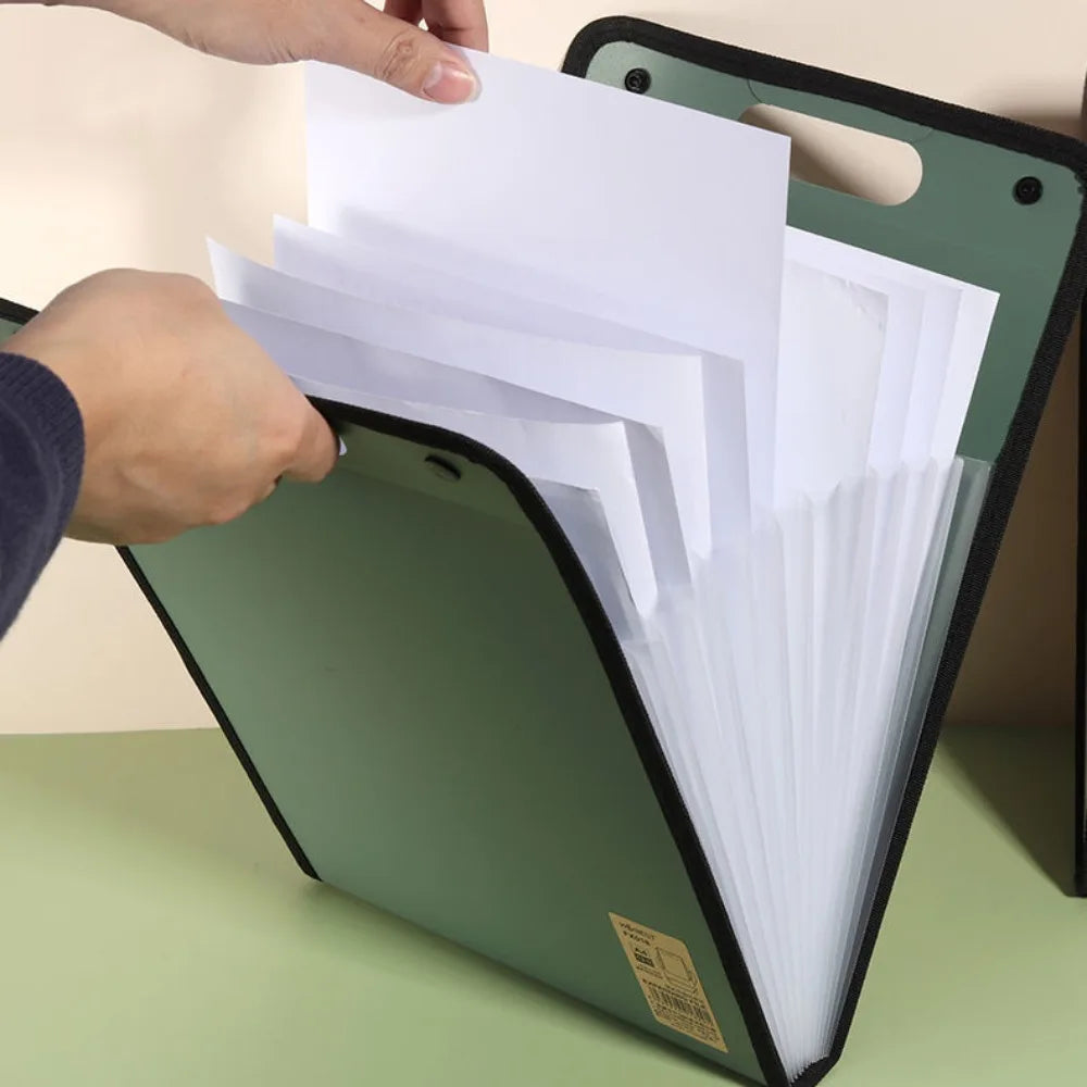 Briefcases A4 Vertical Folder PP Material Portable 13 Pocket File Folders Durable Organ Bag A4 File Storage Bag Office
