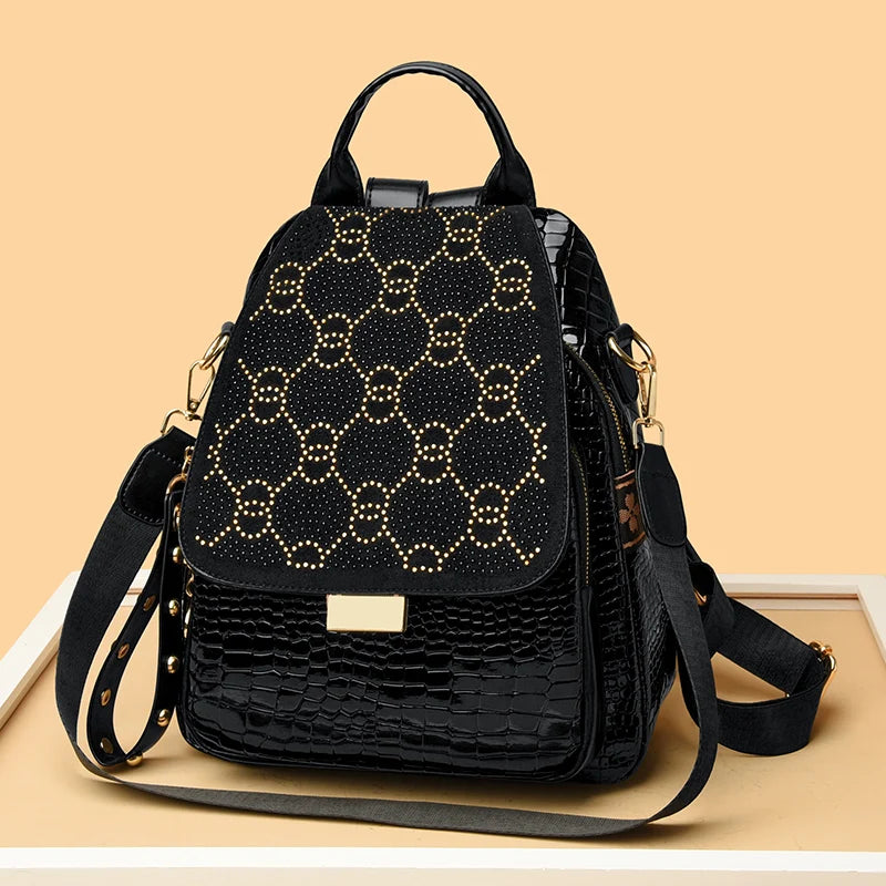 Luxury Oil Wax Leather Backpack for Women, Large Capacity Fashion Shoulder Bag, Stylish Casual Travel Daypack, Durable &Rucksack