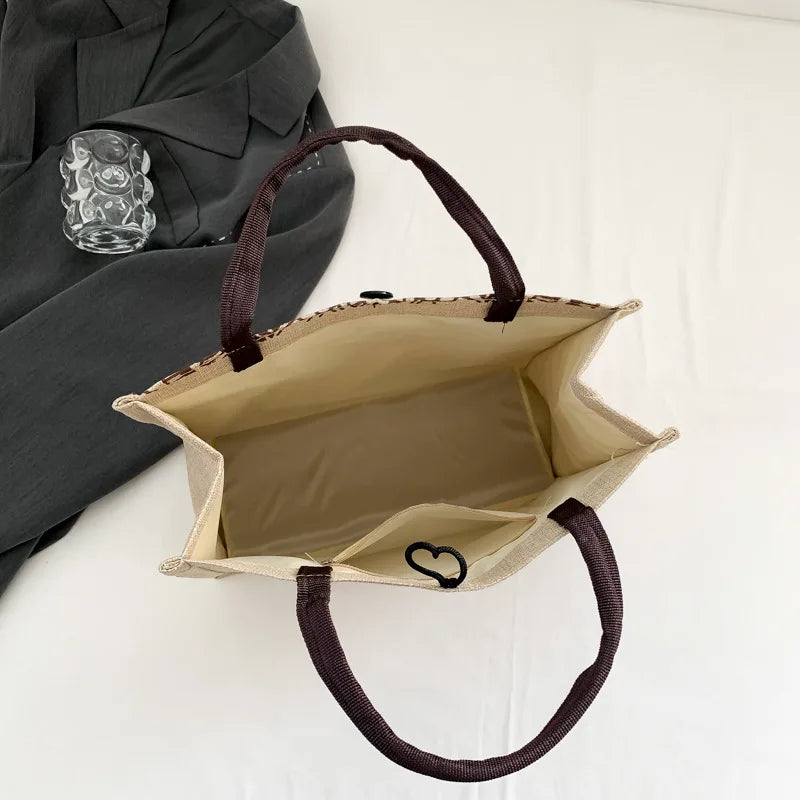 Canvas Handbags For Women Fashion Tote Beach Bags Reusable Shopping Bags Casual Large Capacity Designer Shoulder Pouch Bags