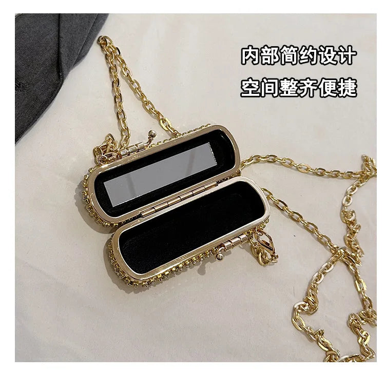 Mini Evening Bags for Women 2025 New Fashion Diamonds Shoulder Bag Ladies Luxury Cute Chain Party Lipstick Crossbody Bag Woman