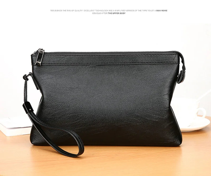 Fashion Brand Design Business Clutch Bag High Quality PU Leather Envelope Bags Casual Travel Men's Wallet Cell Phone Pocket