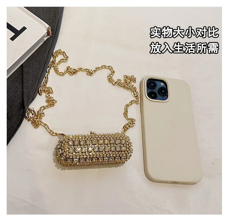 Mini Evening Bags for Women 2025 New Fashion Diamonds Shoulder Bag Ladies Luxury Cute Chain Party Lipstick Crossbody Bag Woman