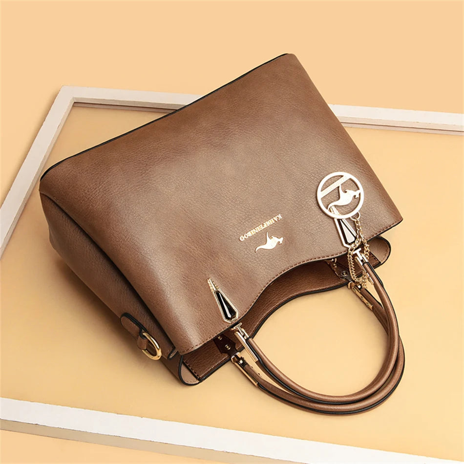 Luxury Soft Leather Handbag Women's Bag 2022 Trend Designer 3 Layers Shoulder Crossbody Sac Ladies Large Capacity Messenger Tote