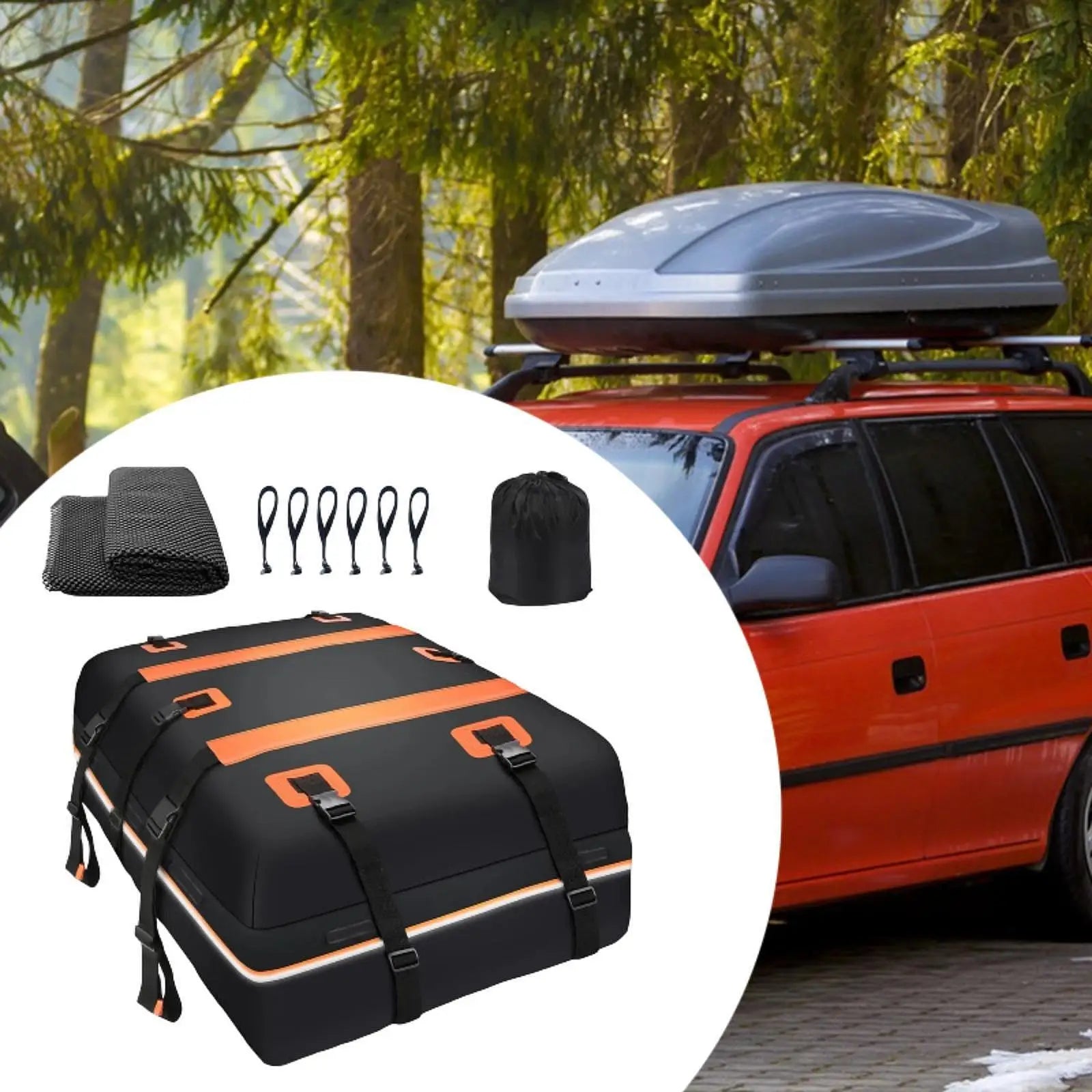 Rooftop Cargo Carrier Vehicle Luggage Bag Waterproof Travel Accessories Car Roof Bag L capacity for All Cars with/without Rack