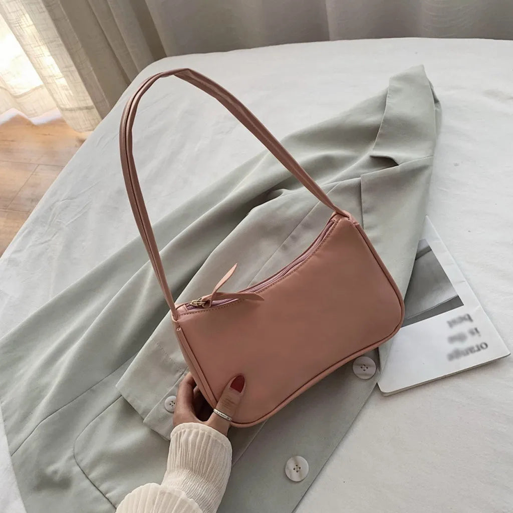 Retro Women Solid Color Zipper Phone Bag Hand Bag Shoulder Bag Armpit Bag Casual 2024 Bags For Women сумка женская