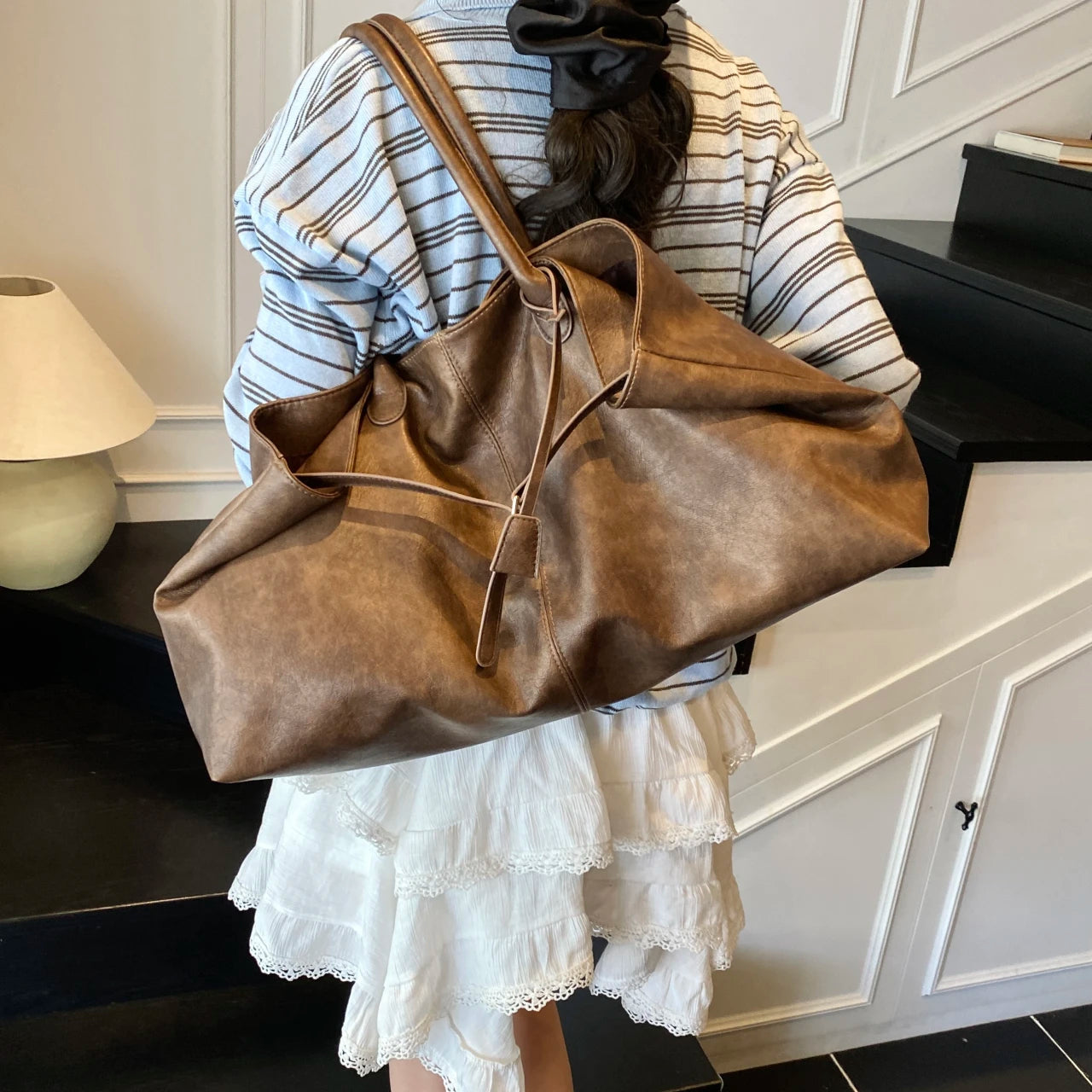 Women's Tote Bag, Large Capacity Soft Leather Shoulder Bag, Retro Casual Handbag, Perfect for Commuting Handbags Travel Bag