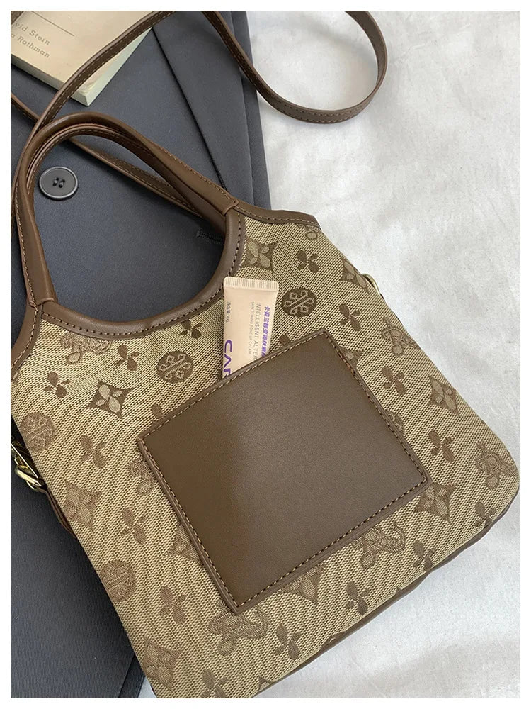 PU Hand-held Bow Bucket Bag Trendy Fashion Shoulder Bag Simple Versatile Women's Bag Commuter