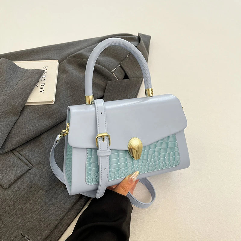 Luxury Black Handbag Classic Women Bag 2024 New Designer Shoulder Bag High Quality Solid Pu Leather Crossbody Small Square Bag