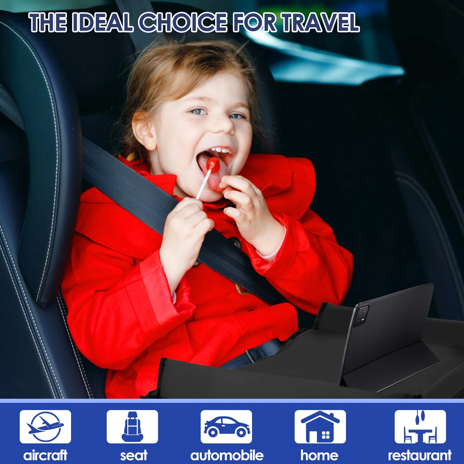 Car Seat Kid Travel Tray Foldable Safety Seat Play Table Organizer Storage Snacks Toys Toddler Car Seat Tray For Kids Activities