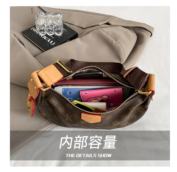 2025 Hobo Bag Monogram, Spacious Shoulder Purse for Women, Large Capacity Crossbody Tote, Fashion  Versatile Sling Bag