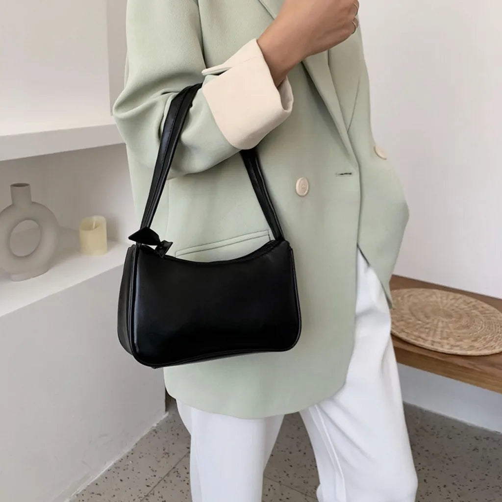 Retro Women Solid Color Zipper Phone Bag Hand Bag Shoulder Bag Armpit Bag Casual 2024 Bags For Women сумка женская