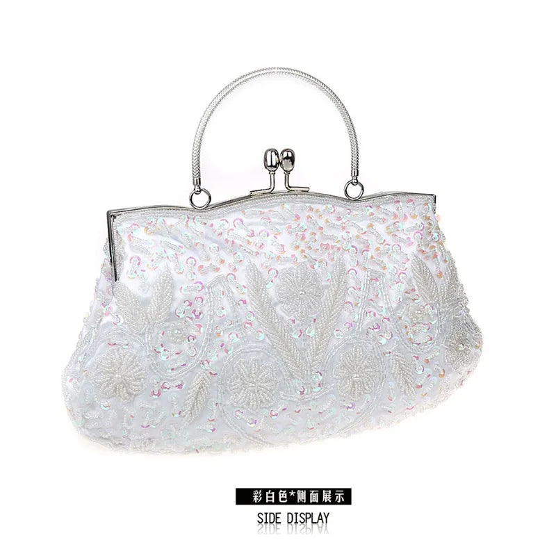 New Fashion Retro Women Evening Bags Beaded Ladies Clutch Purse Shoulder Chain Wedding Party Handbags Bags Purses and Handbags