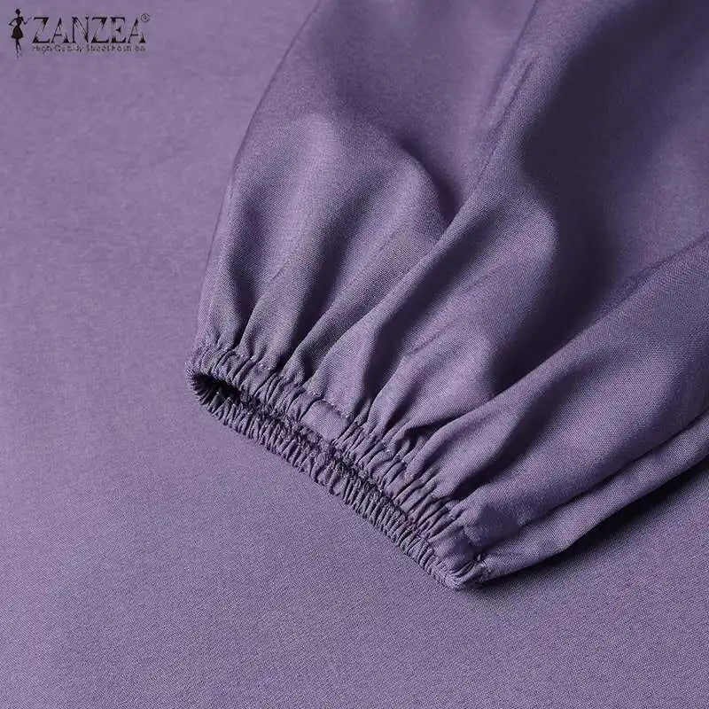 2025 ZANZEA Fashion Muslim Dress Women Tukey Abaya Robe Long Sleeve Maxi Sundress Vestido Dubai Kaftan Islamic Clothing Oversize