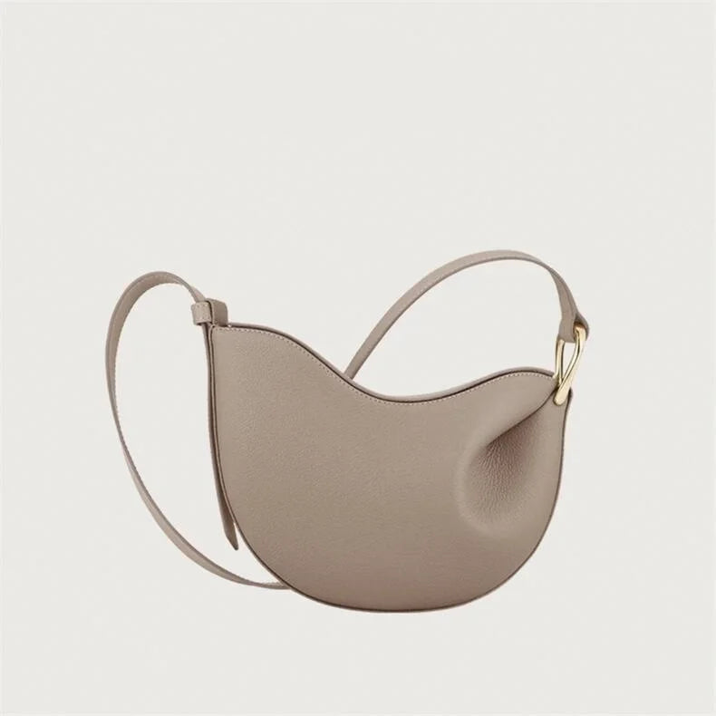 2025 New Pea-shaped Tote Bag Soft Leather Premium Commuter Bag Shoulder & Handheld Dual Use Minimalist Pleated Design Bag