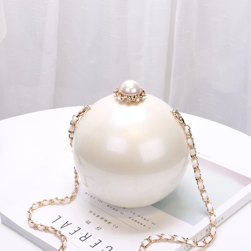 2025 Fashion Design Pearl Ball Party Evening Bags Woman Handbags Global Spherical Acrylic Hard Case Shoulder Small Crossbody Bag