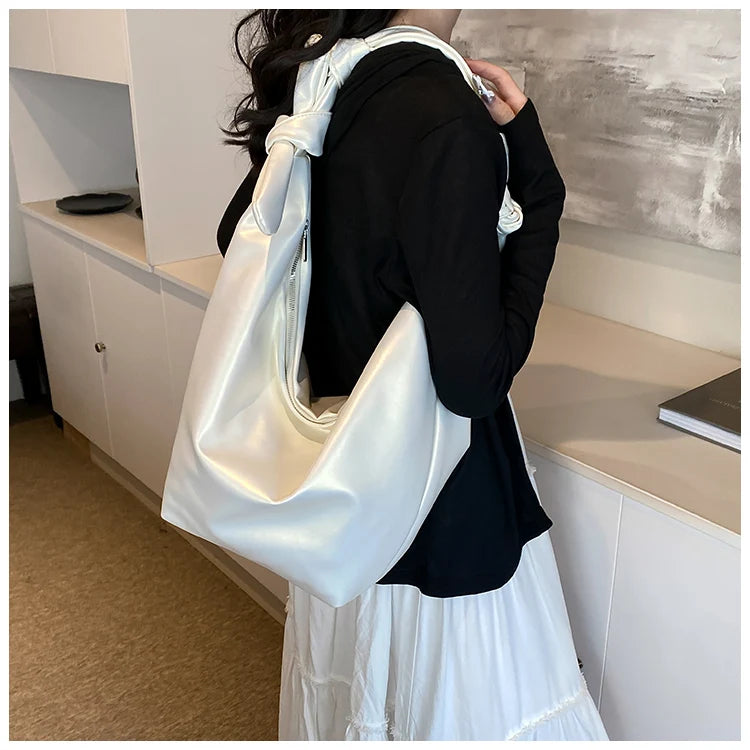 Leisure soft large-capacity bag female 2024 new fashion work shoulder bag college students relax tote bag