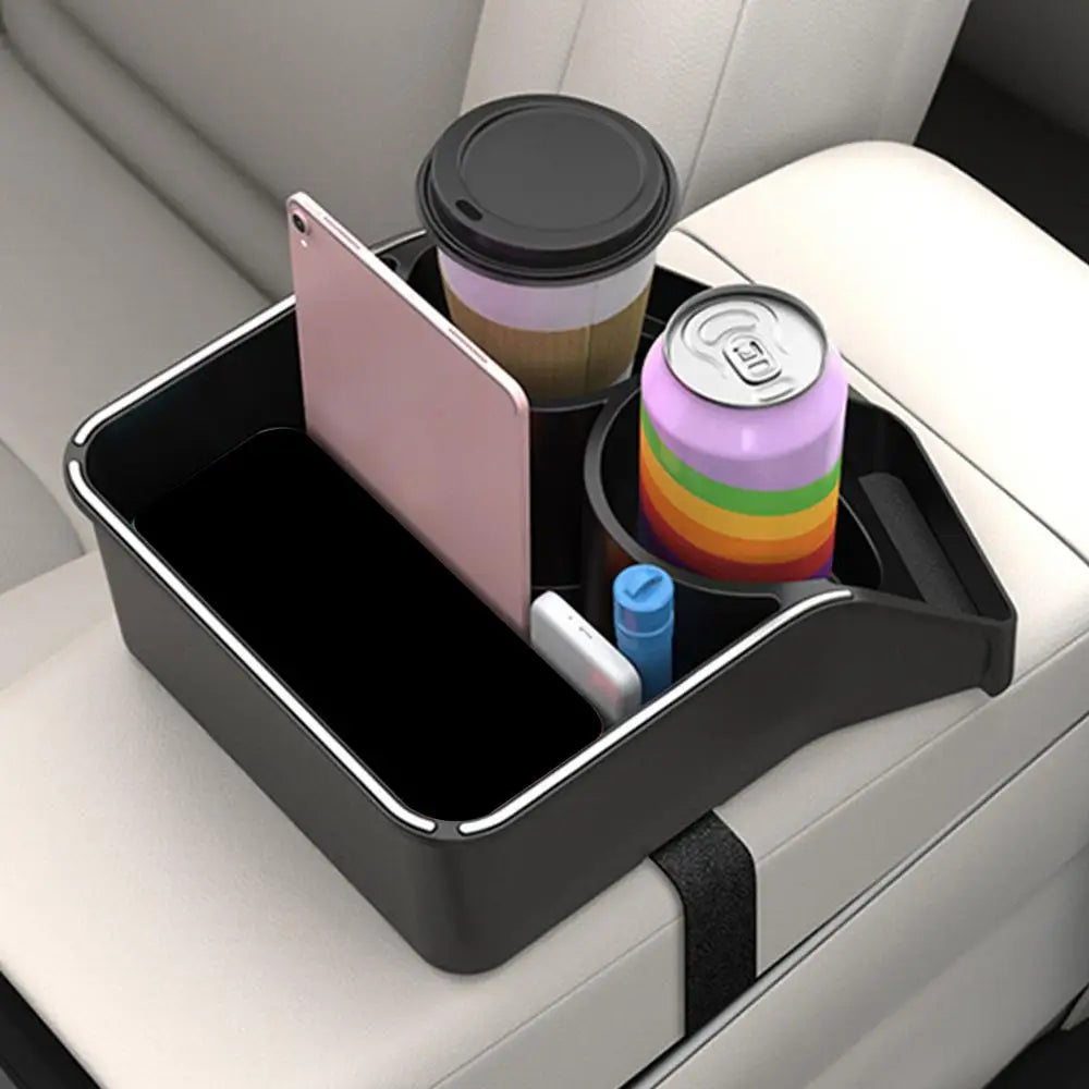 Car Console Storage Organizer Car Seat Organizer With Double Cup Holders Car Seat Storage Wear-Resistant Console Storage
