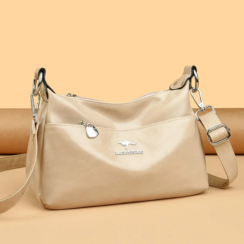 New Messenger Bags Women Fashion Handbags Retro Solid Color PU Leather Shoulder Underarm Bag Casual Women Handbags Designer Bag