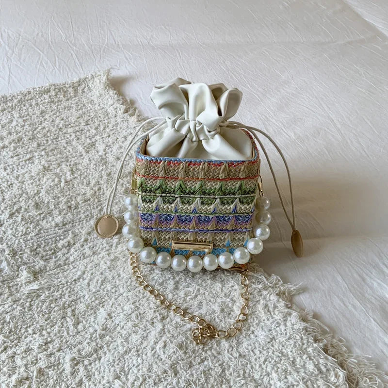 Trendy Chain Strap Women's Crossbody Bag Fashionable Drawstring Shoulder Bag Stylish Small Square Handbag Casual New Model