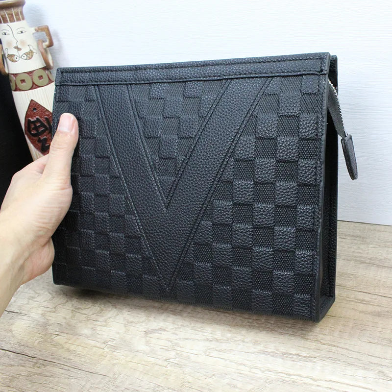 Luxury Men's Clutch Bag High-End Envelope Sle Casual Busin Wallet Trendy Handheld Soft Synthetic Leather for Young Men