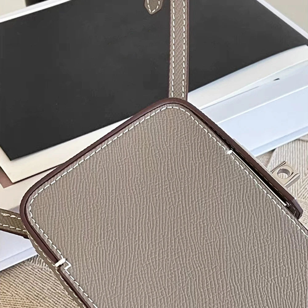 Luxury Design Phone Bag Woman Portable Genuine Leather Cross-body Bag Custom Name Fashion Casual Lady Shoulder Bag Card Wallet