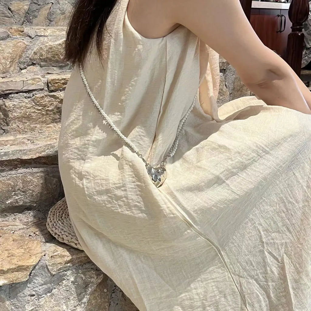 Fashionable Metal Heart Waistband Bag Luxury Satchel Pearl Chain Crossbody Bags For Women Shoulder Bag Handbag Accessories