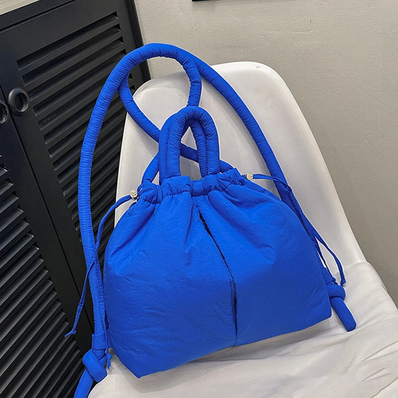Fashion Casual Large Capacity Puffer Tote Bag Designer Padded Nylon Women Shoulder Bags Handbags Knotted Strap Crossbody Bags