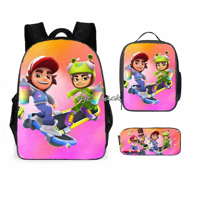 School Bags Girls Boys Subway Surfers Primary Kids School Backpcak 3Pcs Cartoon Schoolbags Kids Mochilas Escolar Infantil Gift