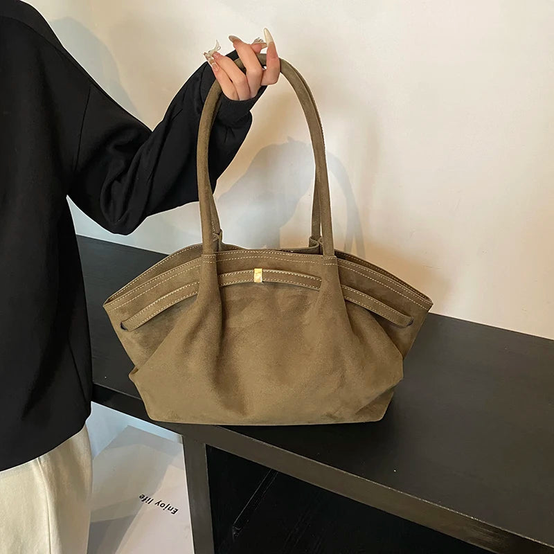 Large Nubuck Leather Tote Bags Ladies Shoulder Bag for Women Autumn Winter New Korean Fashion Y2K Retro Handbags and Purses