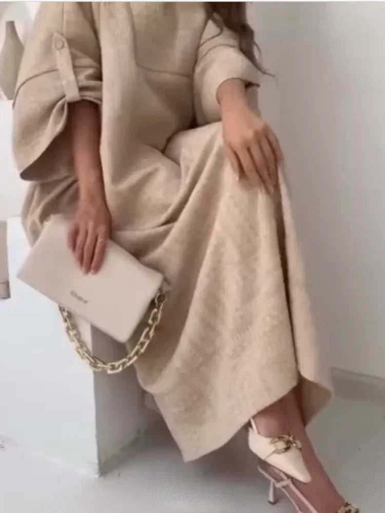 2024 Summer Fashion New Muslim Women Loose Ethnic Style Plus Size Dress Printed Square Neck Elegant Casual Party Women's Wear