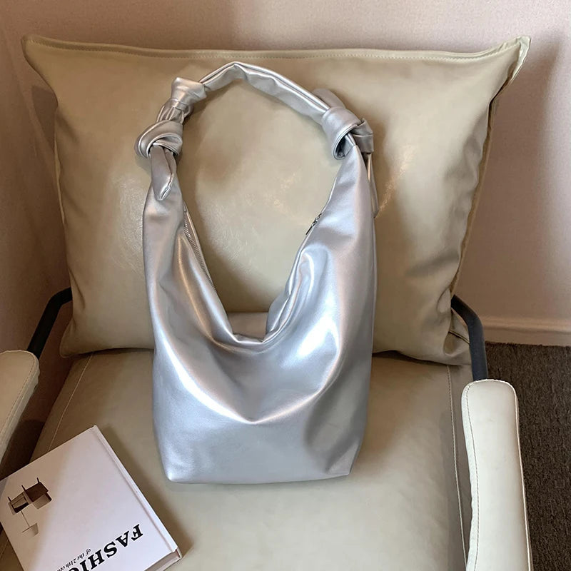 Leisure soft large-capacity bag female 2024 new fashion work shoulder bag college students relax tote bag