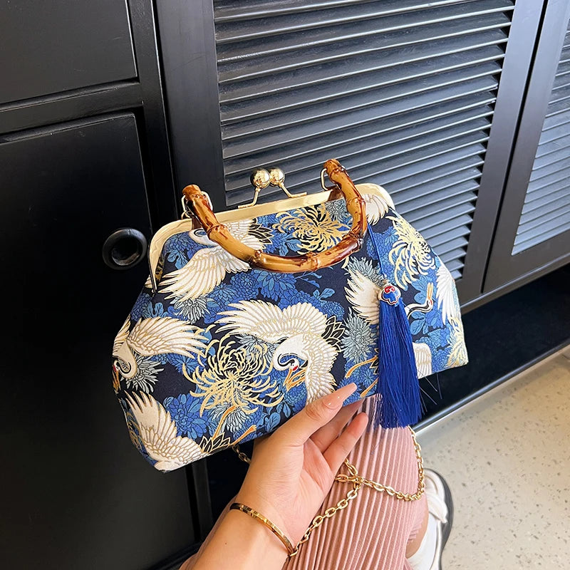 Luxury Evening Clutch Bag For Women Bride Wedding Clutch Purse Chain Shoulder Bags Small Party Handbag Rattan Handle Handle Tote