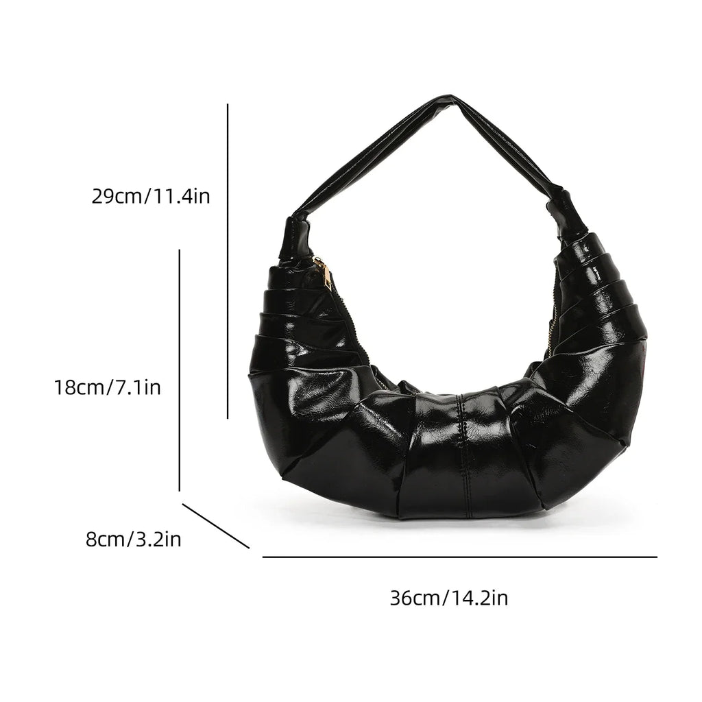 Silver Handbags Women Dumpling Shoulder Bag Fashion Luxury Ladies Hobos Bags High Capacity Female Tote Bag Black