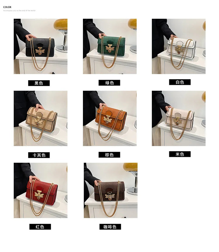 Luxury Handbags for Women Crossbody Bags Bee Lock Tote Casual Flap Purses Crocodile Print Leather Handbag Ladies Shoulder Bags