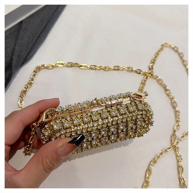 Mini Evening Bags for Women 2025 New Fashion Diamonds Shoulder Bag Ladies Luxury Cute Chain Party Lipstick Crossbody Bag Woman