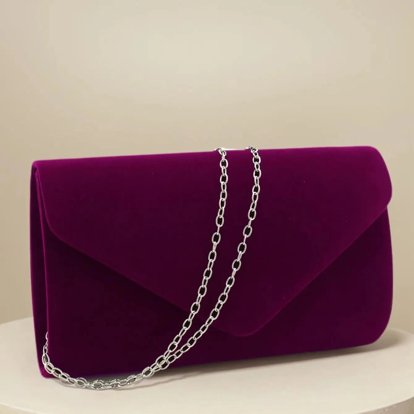 Red Color Women Evening Bags Cover Envelope Design Pary Wedding Girl Handbags With Chan Shoulder Clutch Velvet Fashion Purse