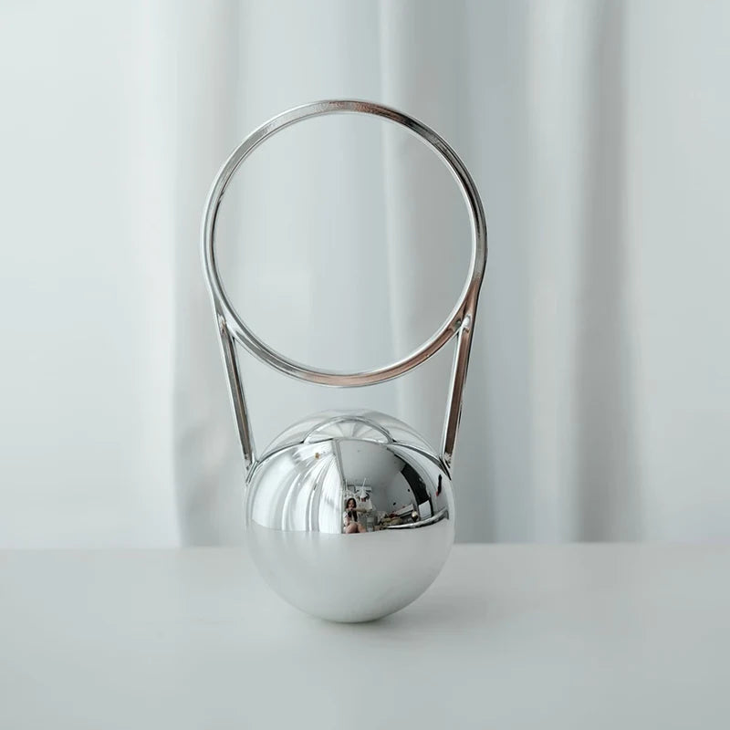 Brand Evening Bag With Ball Handle Mini Pvc Luxury Shoulder Bag Electroplated Bowling Purse Women Round Ball Handbag Armpit Bag