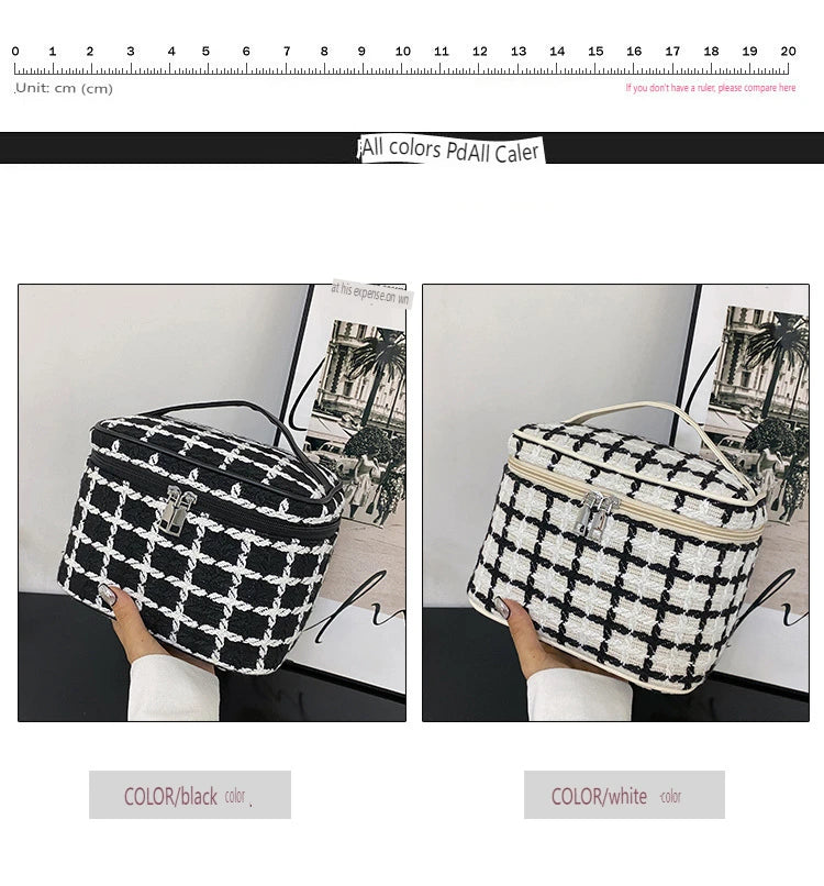 Luxury Design Portable Cosmetic Bag For Women Lightweight Toiletry Wash Storage Bags Handle Lipstick Square Makeup Purse