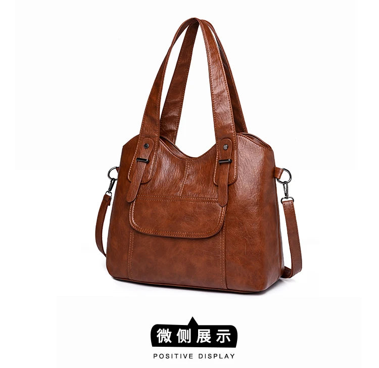 Luxury Soft Leather Handbags Designer Retro Crossbody Bags for Women 2023 New Large Capacity Ladies Shoulder Messenger Bag