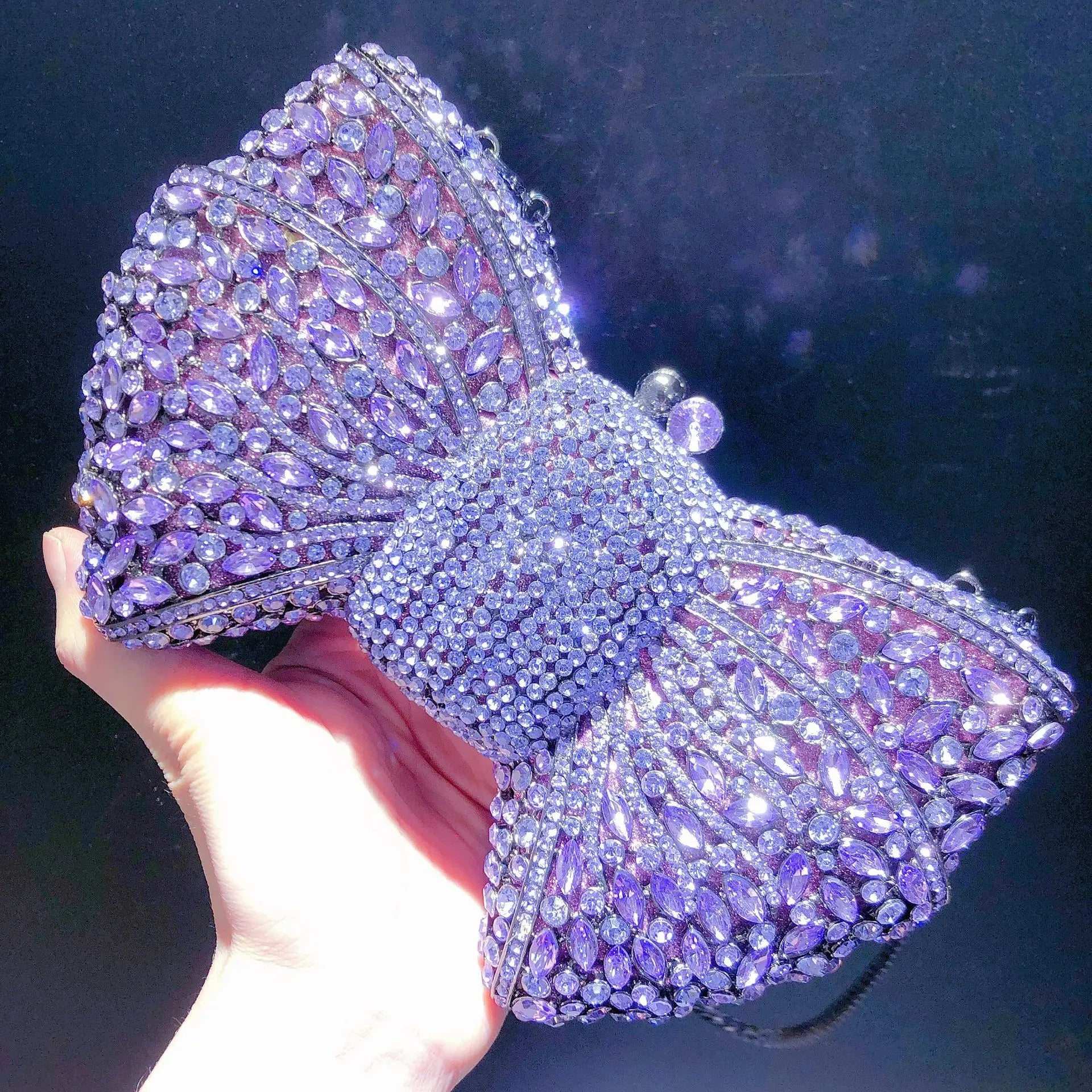 XIYUAN 15 Color Fashion Hollow Bow Woman Evening Bag Wedding Bride Diamond Stone Purse Crystal Banquet Gala Party Dinner Handbag
