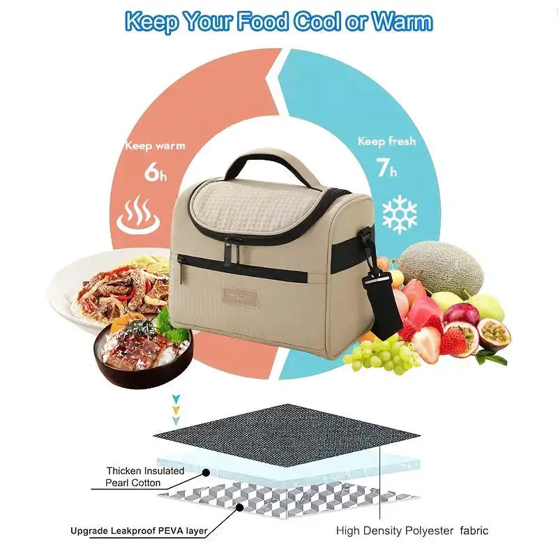 New Tote Cooler Lunch Bags Portable Outdoor Picnic Office School Insulation Bag with Shoulder Strap